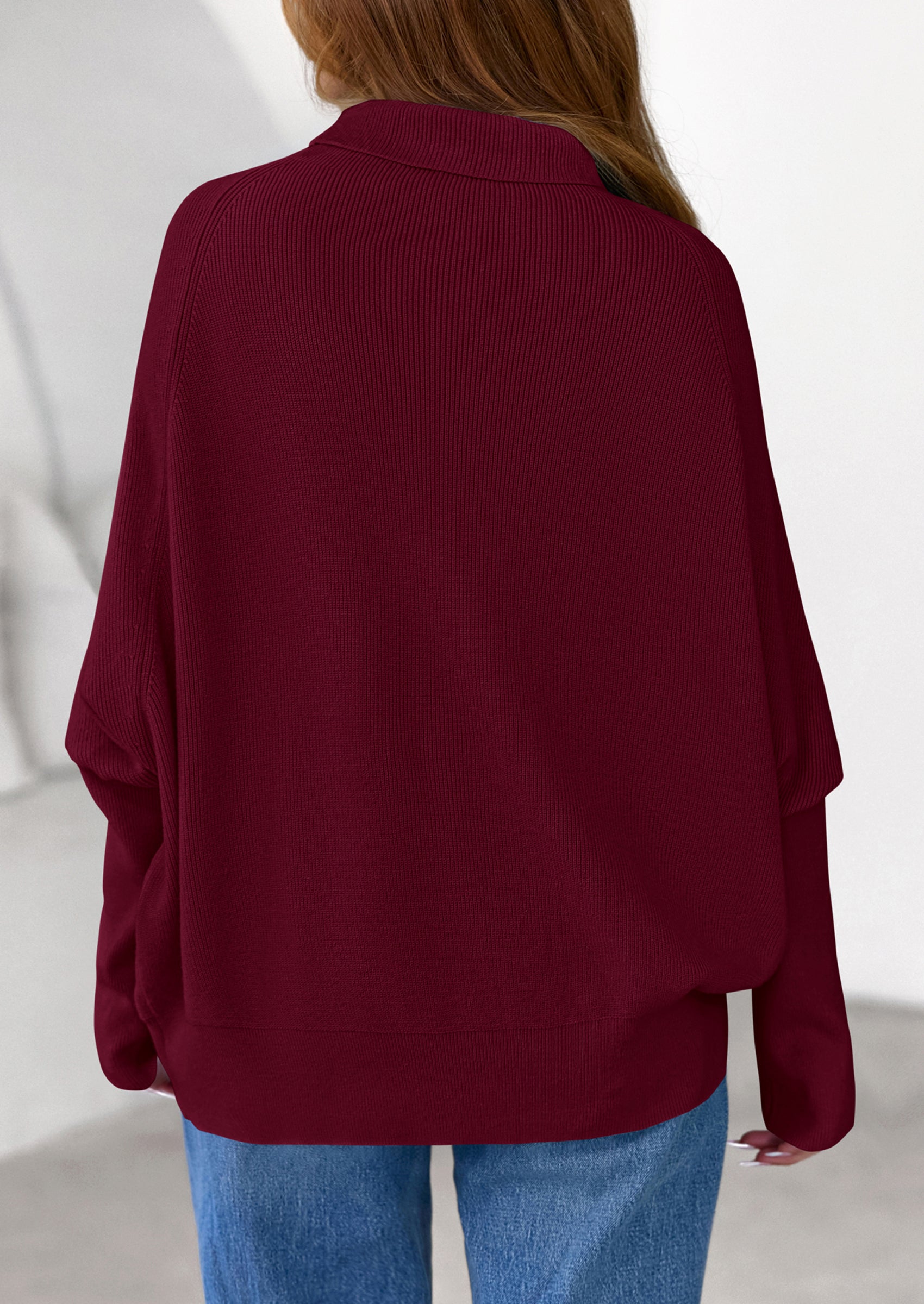 PRETTYGARDEN Womens Sweaters Fall Fashion Casual Loose Turtleneck Batwing Long Sleeve Knit Sweater Pullover Tops