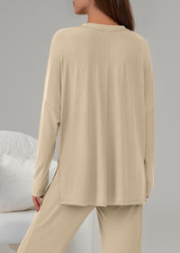 PRETTYGARDEN 2 Piece Lounge Sets for Women Fall Outfits Casual Loose Long Sleeve Tops Wide Leg Pants Matching Pajama Set