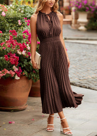 PRETTYGARDEN Women's Midi Summer Dresses Casual V Neck Swiss Dot Ruffle Sleeveless A Line Beach Sun Dress