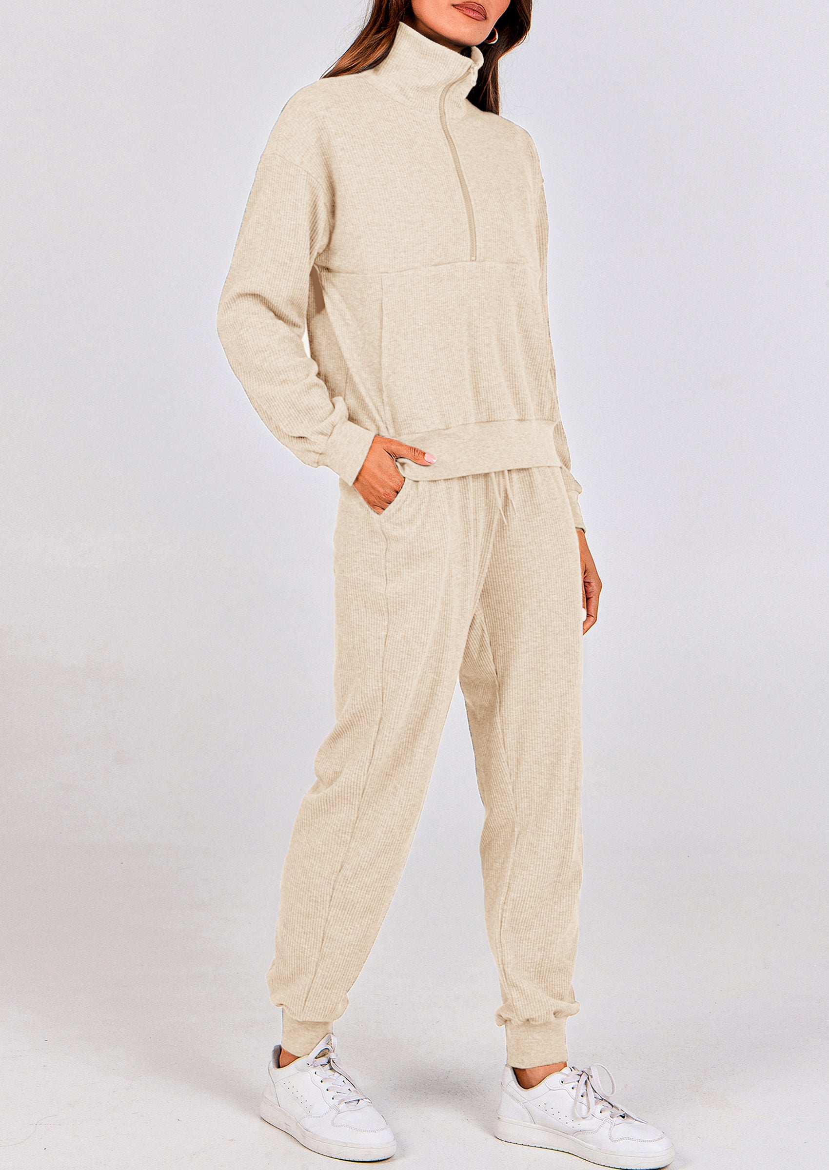 PRETTYGARDEN Women's Fall 2 Piece Lounge Sets Zip Up Sweatshirt Jogger Pants Sweat Track Suits Travel Outfit Winter Clothing