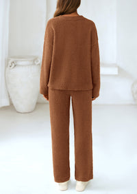 PRETTYGARDEN Lounge Sets for Women Two Piece Sweaters Pajama Set Fall Fashion Loungewear Outfits Matching Winter Clothes