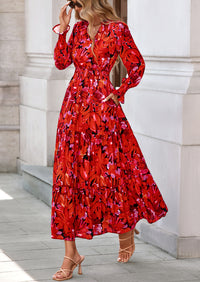 PRETTYGARDEN Women's Floral Maxi Dress Spring Long Sleeve V Neck Casual A Line Long Flowy Boho Party Dresses