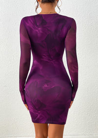 PRETTYGARDEN Women's Mini Dress Fall Trendy Tie Dye Print Long Sleeve Club Party Homecoming Casual Bodycon Dresses