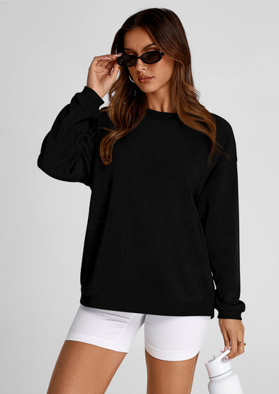 PRETTYGARDEN Women's Oversized Sweatshirt 2025 Fall Fashion Clothes Ribbed Corduroy Long Sleeve Going Out Pullover Tops