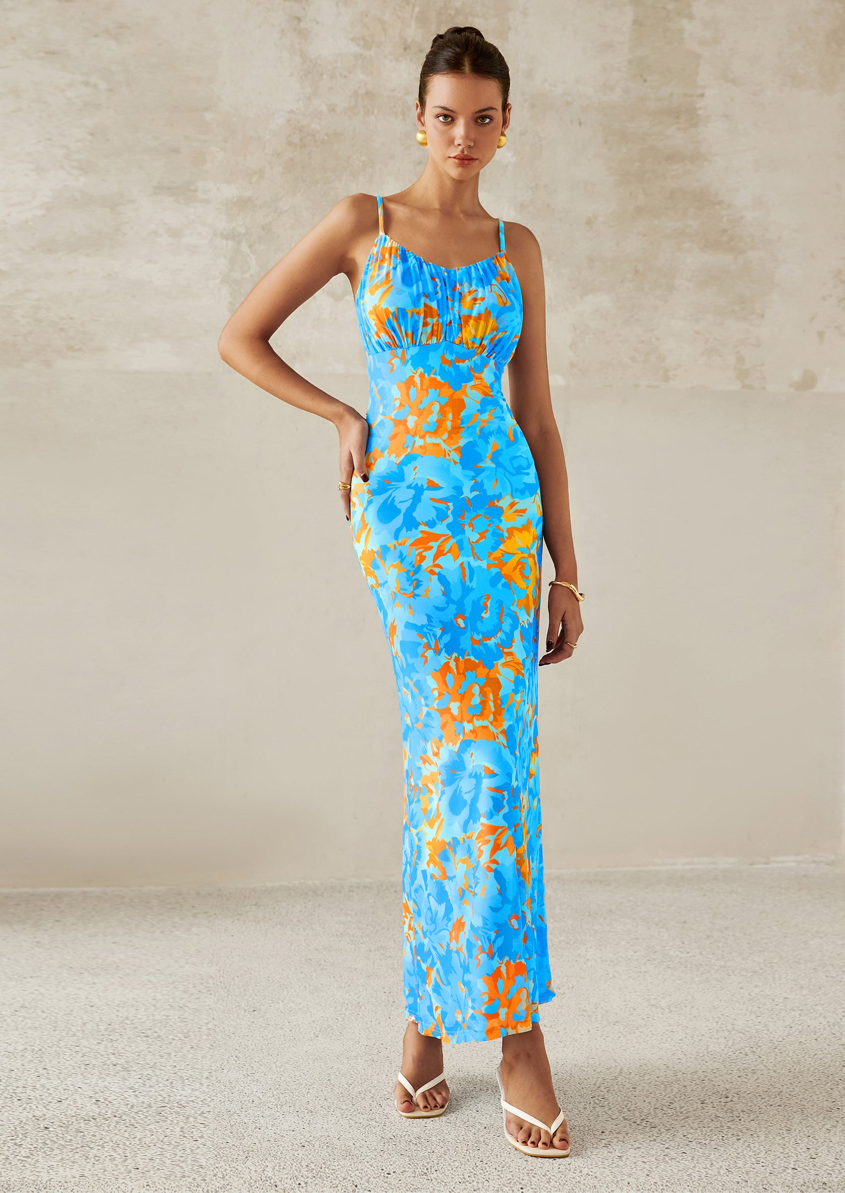 PRETTYGARDEN Women's Bodycon Maxi Dress Floral Sundress Sleeveless Spaghetti Strap Cocktail Party Dress