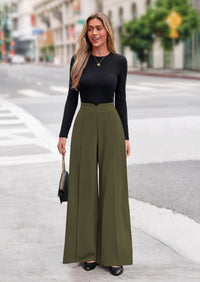PRETTYGARDEN Wide Leg Pants Woman Spring Dressy High Waisted Business Casual Summer Flowy Work Palazzo Pants Trousers