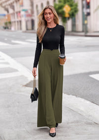 PRETTYGARDEN Wide Leg Pants Woman Spring Dressy High Waisted Business Casual Summer Flowy Work Palazzo Pants Trousers