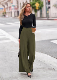 PRETTYGARDEN Wide Leg Pants Woman Spring Dressy High Waisted Business Casual Summer Flowy Work Palazzo Pants Trousers