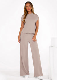 PRETTYGARDEN Womens 2 Piece Outfits Casual Cap Sleeve Lounge Set Summer Tracksuits Matching Sets Beach Fashion Travel Clothes PRETTYGARDEN