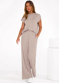 PRETTYGARDEN Womens 2 Piece Outfits Casual Cap Sleeve Lounge Set Summer Tracksuits Matching Sets Beach Fashion Travel Clothes PRETTYGARDEN