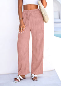 PRETTYGARDEN Womens Palazzo Pants Summer Fashion High Waisted Wide Leg Drawstring Flowy Beach Trousers with Pockets PRETTYGARDEN