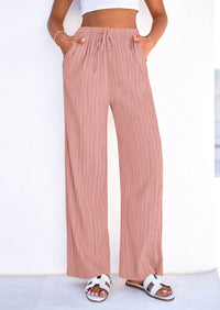 PRETTYGARDEN Womens Palazzo Pants Summer Fashion High Waisted Wide Leg Drawstring Flowy Beach Trousers with Pockets PRETTYGARDEN