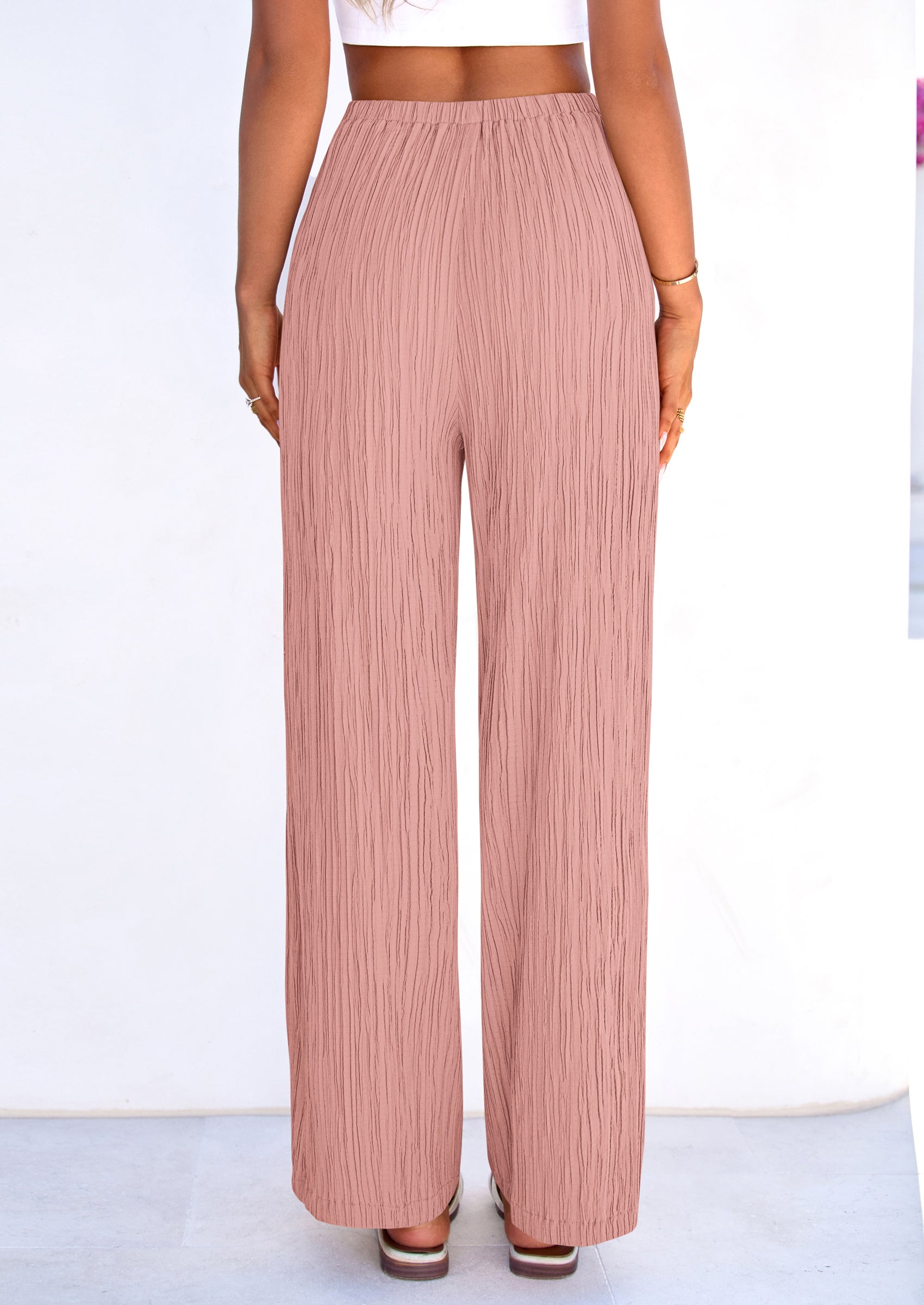 PRETTYGARDEN Womens Palazzo Pants Summer Fashion High Waisted Wide Leg Drawstring Flowy Beach Trousers with Pockets PRETTYGARDEN