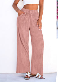 PRETTYGARDEN Womens Palazzo Pants Summer Fashion High Waisted Wide Leg Drawstring Flowy Beach Trousers with Pockets PRETTYGARDEN