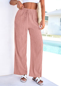 PRETTYGARDEN Womens Palazzo Pants Summer Fashion High Waisted Wide Leg Drawstring Flowy Beach Trousers with Pockets PRETTYGARDEN