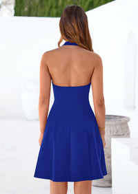 PRETTYGARDEN Cocktail Dresses for Women Short Summer Elegant Halter V Neck Sleeveless A Line Spring Mini Party Dress PRETTYGARDEN