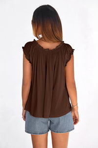 PRETTYGARDEN Womens Tie Front Tank Tops Summer Fashion Cap Sleeve Babydoll Blouses Flowy Shirts Spring Going Out Outfits PRETTYGARDEN