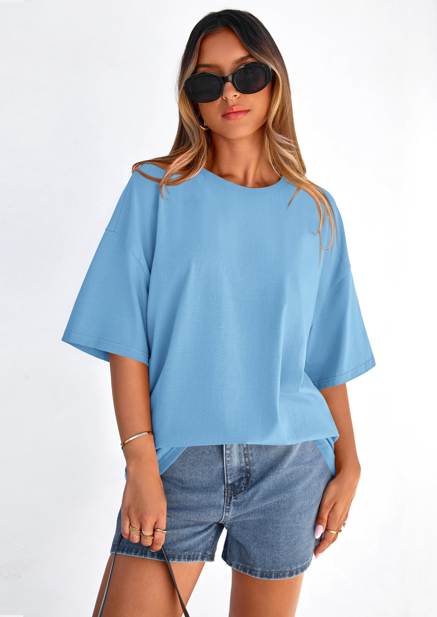 PRETTYGARDEN Women's Spring Going Out Tops Casual Short Sleeve Crewneck Loose Fit Basic Cute Tee Shirts Summer Outfits PRETTYGARDEN