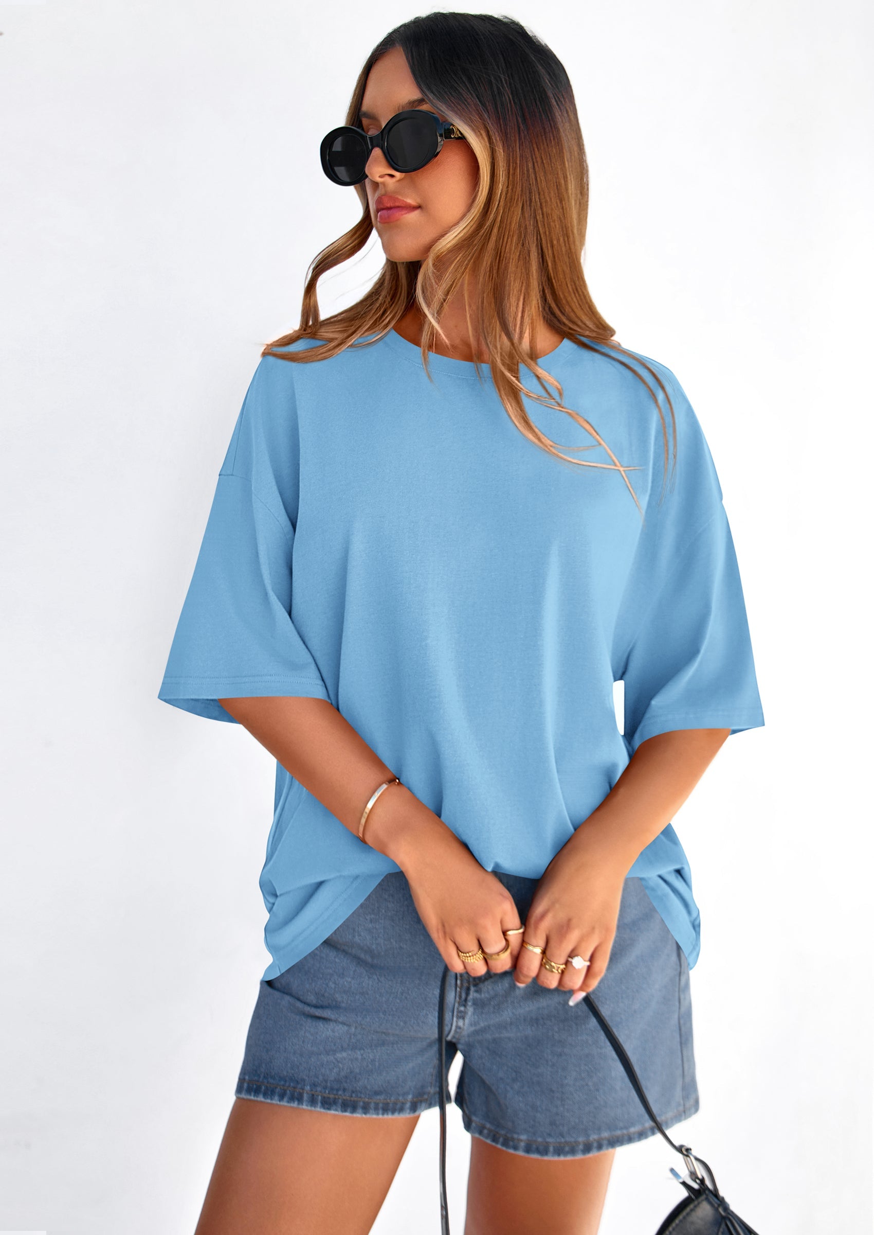 PRETTYGARDEN Women's Spring Going Out Tops Casual Short Sleeve Crewneck Loose Fit Basic Cute Tee Shirts Summer Outfits PRETTYGARDEN