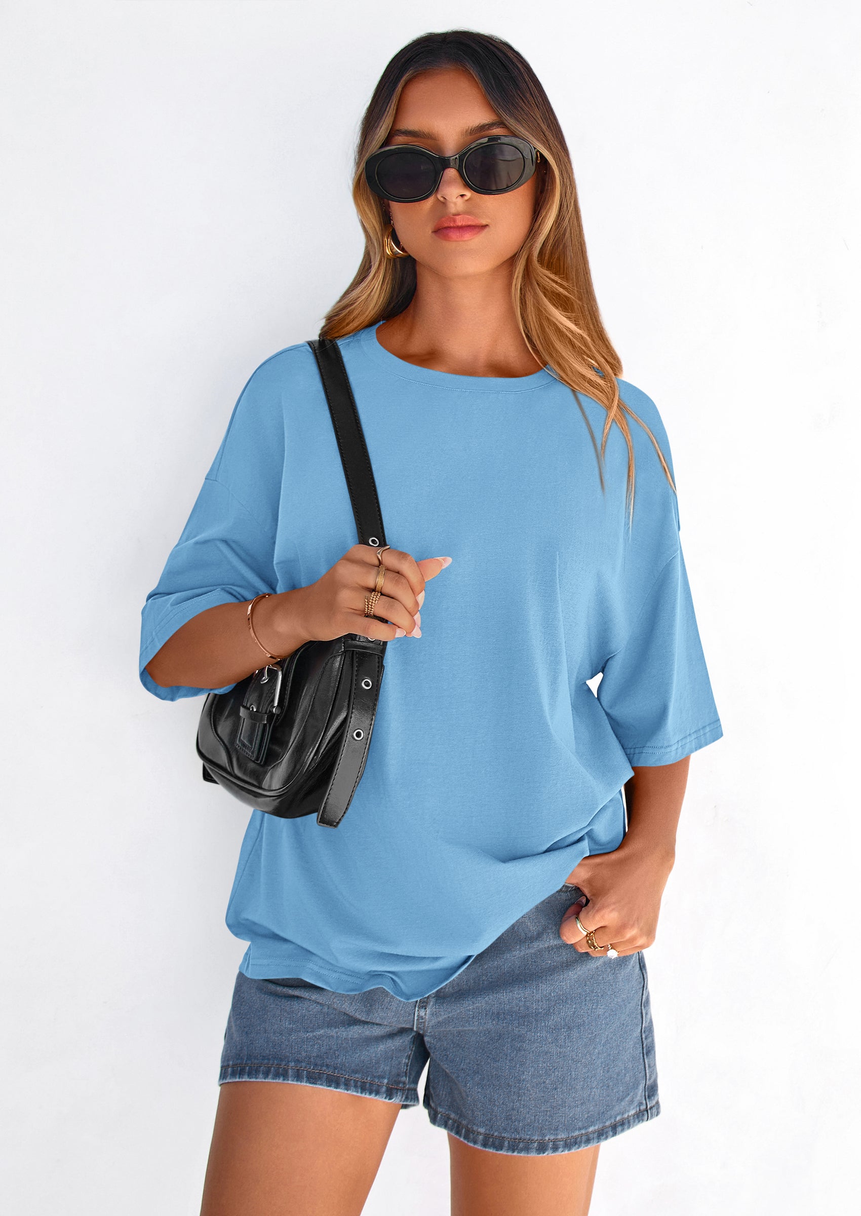 PRETTYGARDEN Women's Spring Going Out Tops Casual Short Sleeve Crewneck Loose Fit Basic Cute Tee Shirts Summer Outfits PRETTYGARDEN