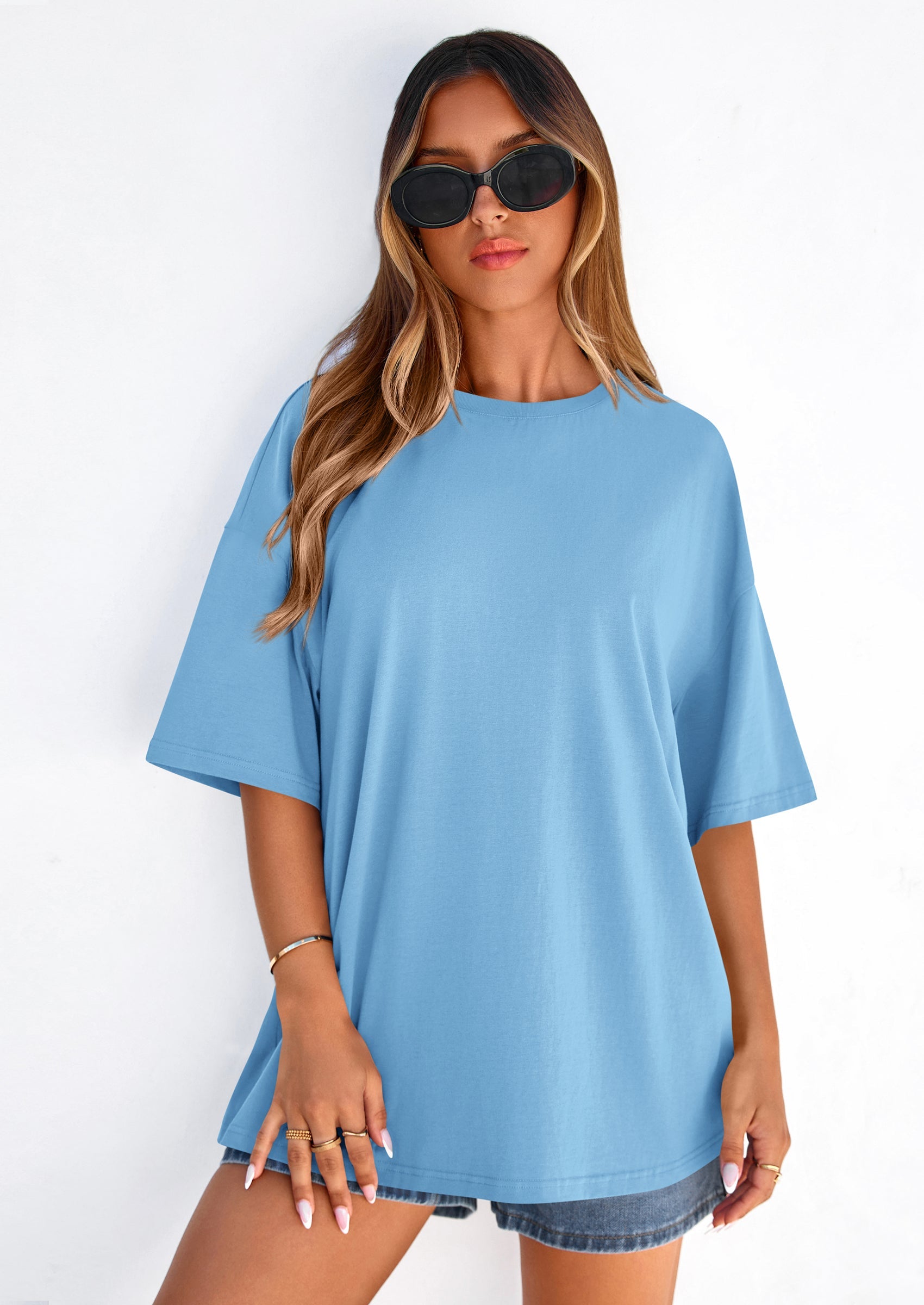 PRETTYGARDEN Women's Spring Going Out Tops Casual Short Sleeve Crewneck Loose Fit Basic Cute Tee Shirts Summer Outfits PRETTYGARDEN