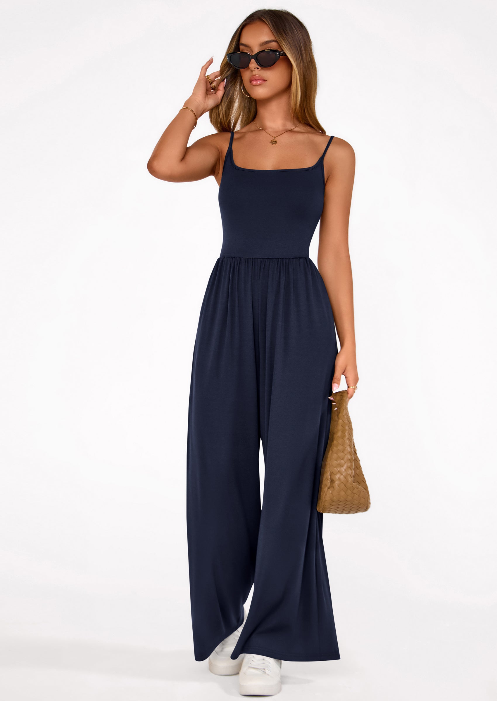 PRETTYGARDEN Summer Jumpsuits for Women Casual Wide Leg Date Night Rompers Sleeveless Beach Vacation One Piece Outfits PRETTYGARDEN