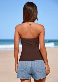 PRETTYGARDEN Women Tube Tops Strapless Going Out Crop Top Spring Fashion Y2K Summer Bandeau Shirt Beach Vacation Clothes PRETTYGARDEN