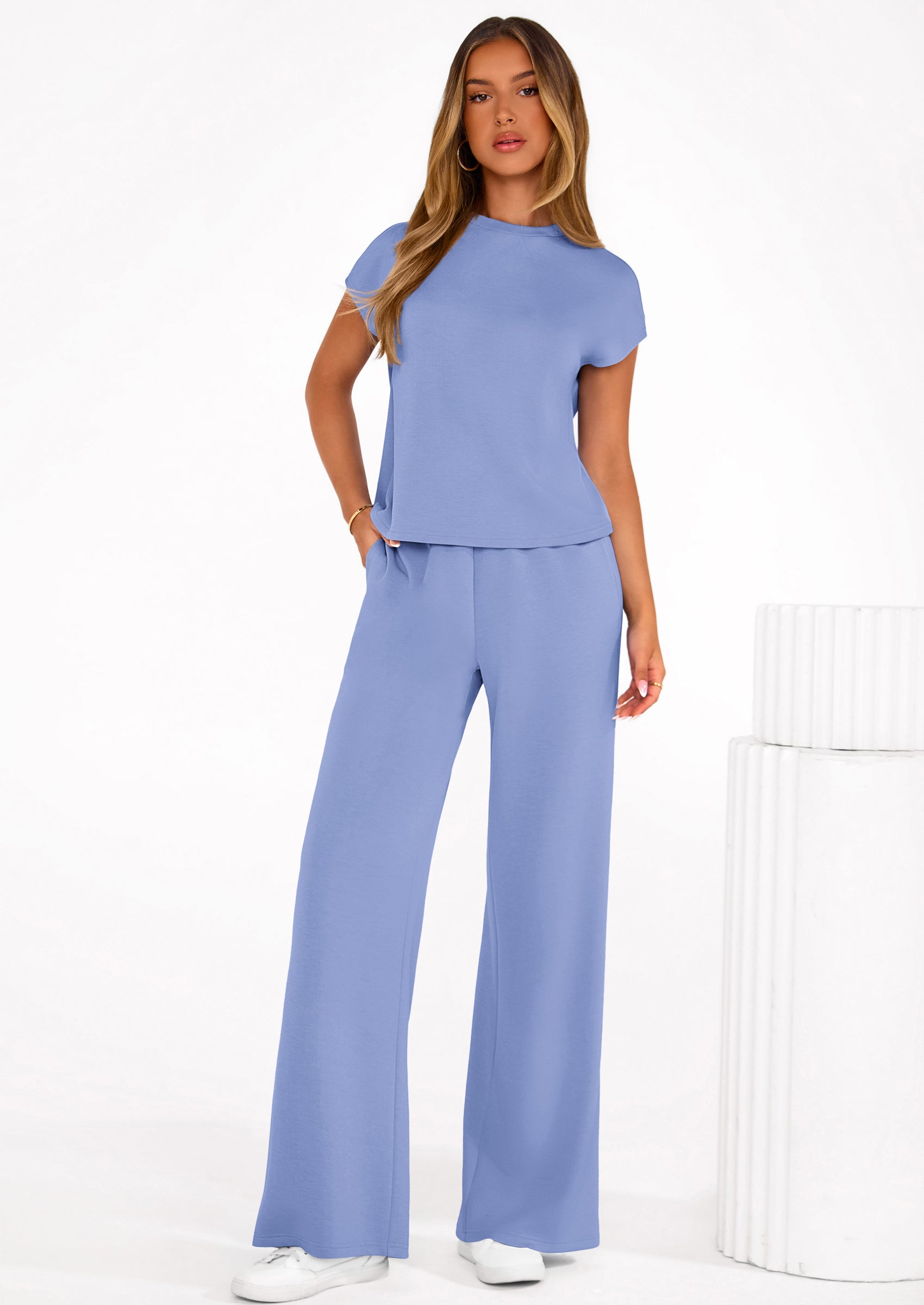 PRETTYGARDEN Womens 2 Piece Outfits Casual Cap Sleeve Lounge Set Summer Tracksuits Matching Sets Beach Fashion Travel Clothes PRETTYGARDEN