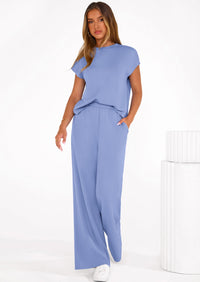 PRETTYGARDEN Womens 2 Piece Outfits Casual Cap Sleeve Lounge Set Summer Tracksuits Matching Sets Beach Fashion Travel Clothes PRETTYGARDEN