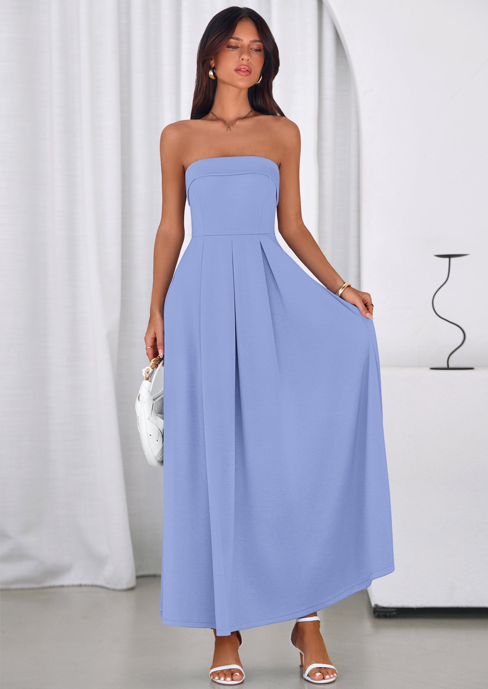 PRETTYGARDEN Cocktail Dresses for Women Summer Formal Elegant Tube Top Strapless Spring Wedding Guest Party Midi Dress PRETTYGARDEN