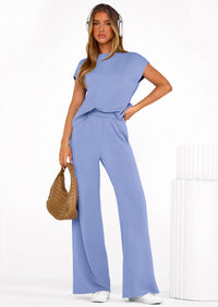 PRETTYGARDEN Womens 2 Piece Outfits Casual Cap Sleeve Lounge Set Summer Tracksuits Matching Sets Beach Fashion Travel Clothes PRETTYGARDEN