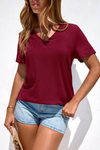 PRETTYGARDEN Women's V Neck T Shirts Summer Short Sleeve Spring Going Out Tops Casual Loose Fit Basic Tees Beach Clothes PRETTYGARDEN