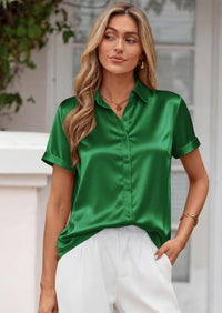 PRETTYGARDEN Women's Summer Button Down Shirts Short Sleeve Work Tops Dressy Blouses Spring Business Casual Outfits