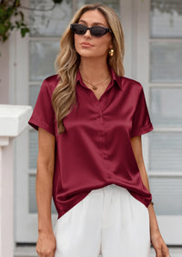 PRETTYGARDEN Women's Summer Button Down Shirts Short Sleeve Work Tops Dressy Blouses Spring Business Casual Outfits
