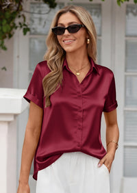 PRETTYGARDEN Women's Summer Button Down Shirts Short Sleeve Work Tops Dressy Blouses Spring Business Casual Outfits