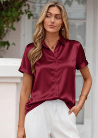 PRETTYGARDEN Women's Summer Button Down Shirts Short Sleeve Work Tops Dressy Blouses Spring Business Casual Outfits