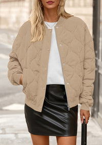 PRETTYGARDEN Women's Quilted Bomber Jacket Fall Fashion Lightweight Cropped Zip up Outerwear Winter Puffer Coats Pockets