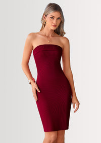 PRETTYGARDEN Tube Spring Dresses for Women Strapless Off Shoulder Ribbed Knit Bodycon Mini Summer Wedding Guest Dress