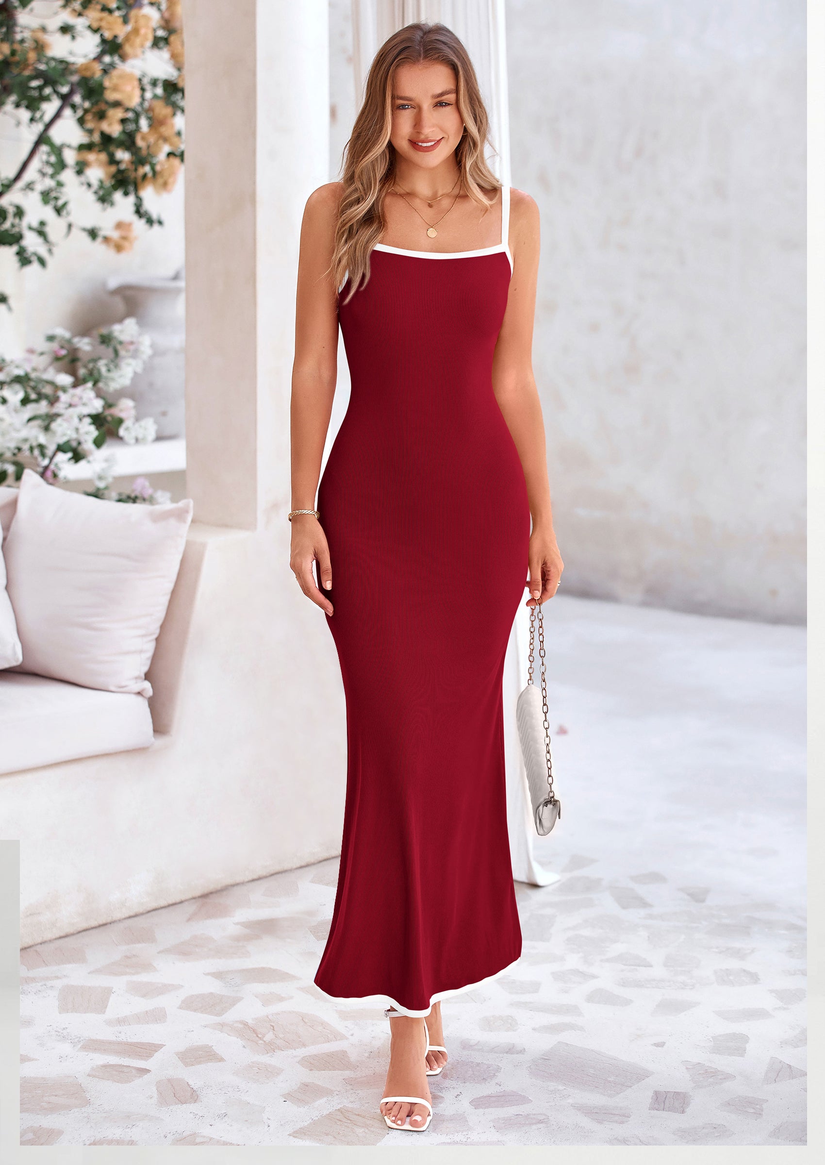 PRETTYGARDEN Spring Dresses for Women Summer Resort Wear Sexy Bodycon Sundress Spaghetti Strap Vacation Maxi Dress