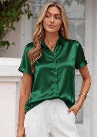 PRETTYGARDEN Women's Summer Button Down Shirts Short Sleeve Work Tops Dressy Blouses Spring Business Casual Outfits