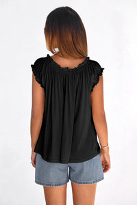 PRETTYGARDEN Womens Tie Front Tank Tops Summer Fashion Cap Sleeve Babydoll Blouses Flowy Shirts Spring Going Out Outfits PRETTYGARDEN