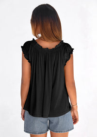 PRETTYGARDEN Womens Tie Front Tank Tops Summer Fashion Cap Sleeve Babydoll Blouses Flowy Shirts Spring Going Out Outfits PRETTYGARDEN