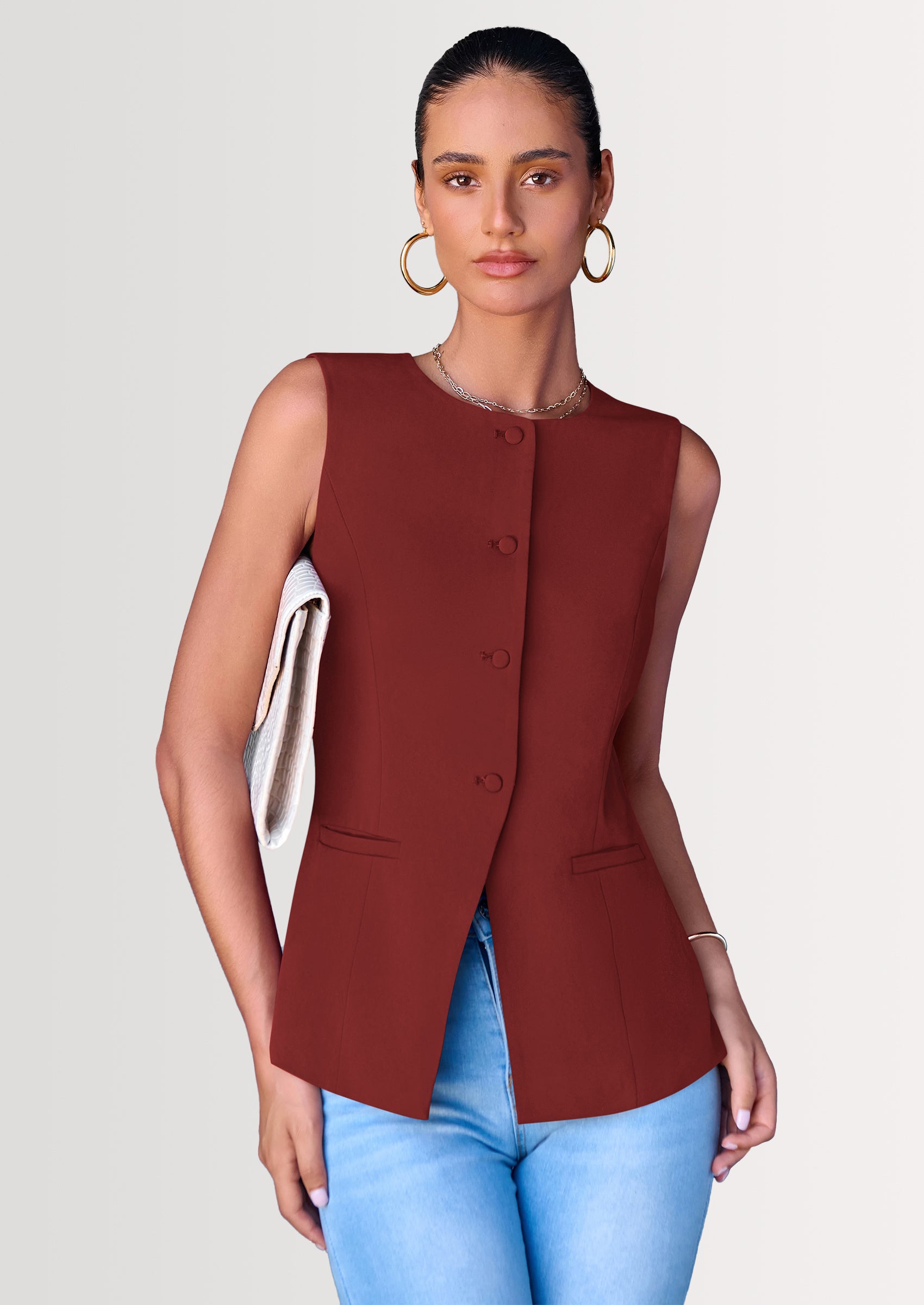 PRETTYGARDEN Women's Suit Vest Tops Summer Dressy Casual Business Button Sleeveless Trendy Fashion Blazer Waistcoat