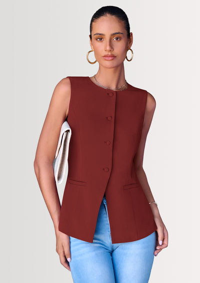 PRETTYGARDEN Women's Suit Vest Tops Summer Dressy Casual Business Button Sleeveless Trendy Fashion Blazer Waistcoat