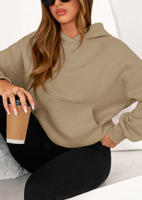 PRETTYGARDEN Women's Fall Hooded Sweatshirts Long Sleeve Half Zip Cropped Hoodies Pullover Winter Fashion Clothes