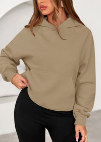 PRETTYGARDEN Women's Fall Hooded Sweatshirts Long Sleeve Half Zip Cropped Hoodies Pullover Winter Fashion Clothes