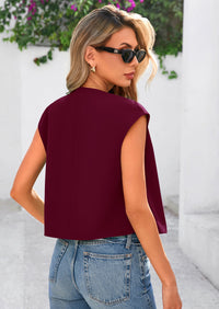 PRETTYGARDEN Women's Summer Suit Vest Dressy Casual Crop Tops Business Work Office Clothes Trendy Blazer Waistcoat PRETTYGARDEN