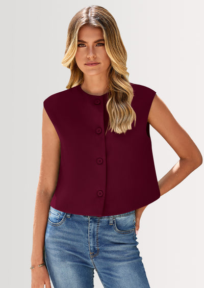 PRETTYGARDEN Women's Summer Suit Vest Dressy Casual Crop Tops Business Work Office Clothes Trendy Blazer Waistcoat