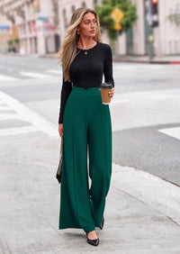 PRETTYGARDEN Wide Leg Pants Woman Spring Dressy High Waisted Business Casual Summer Flowy Work Palazzo Pants Trousers