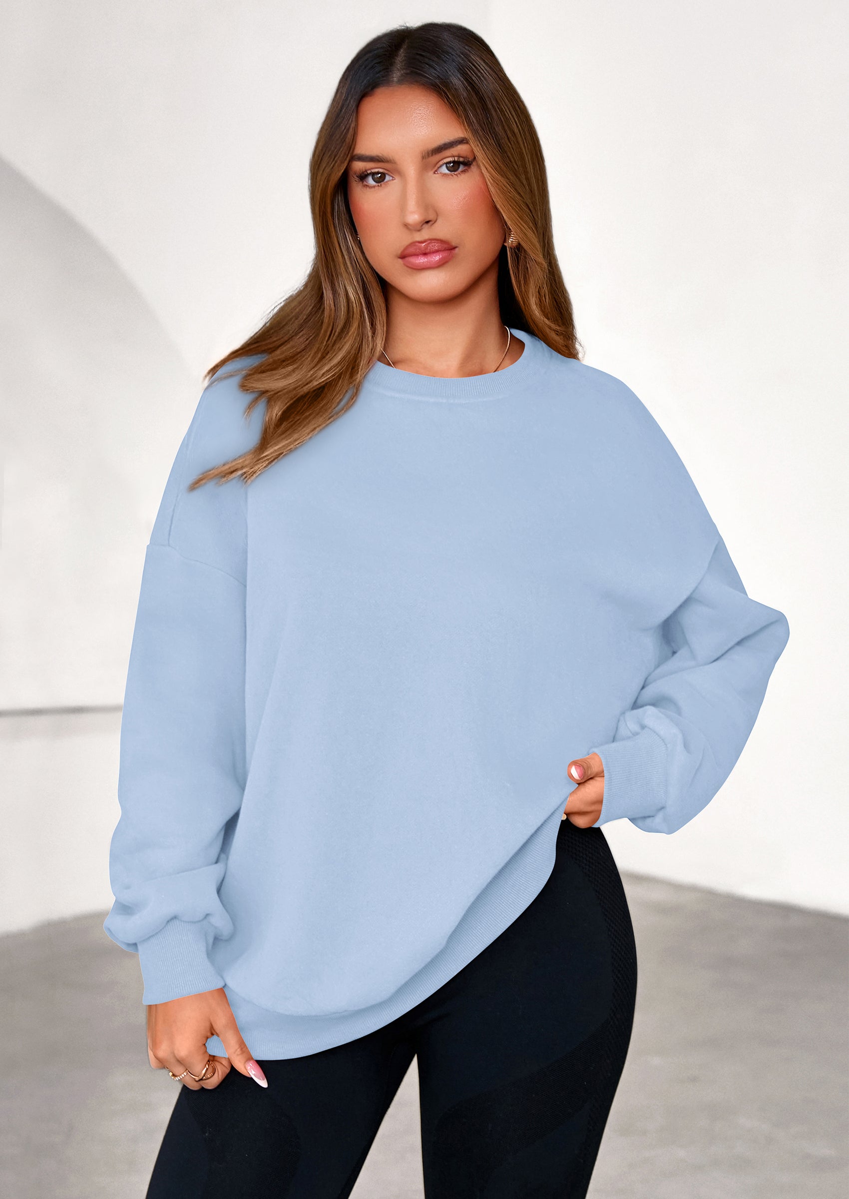 PRETTYGARDEN Sweatshirts for Women Oversized Crewneck Fleece Pullover Long Sleeve Tops Comfy Fall Winter Fashion Outfits